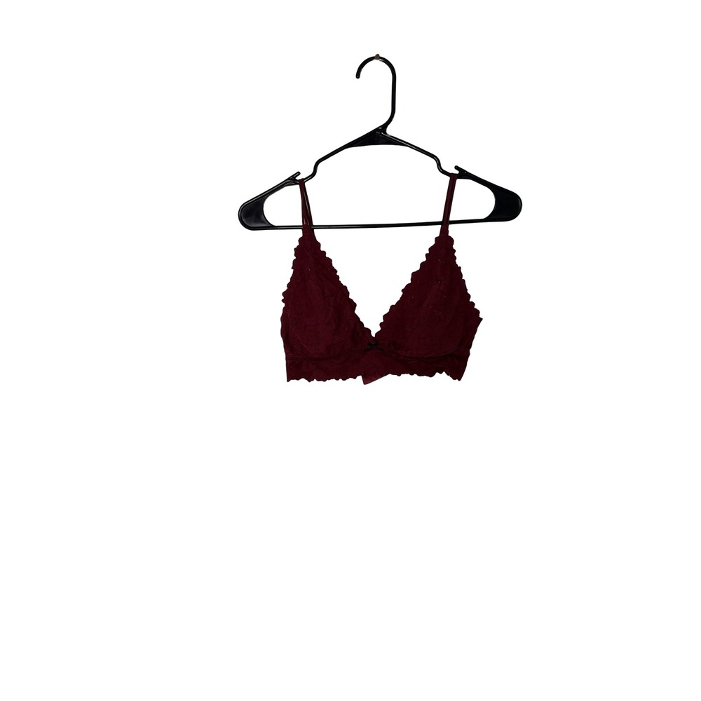 Aerie Real Good Burgundy Lace Scalloped Bralette Adjustable Straps Small